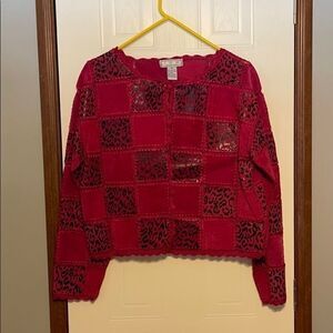 Vintage Animal Print Patchwork Pink& Black Leather Jacket Sz Med